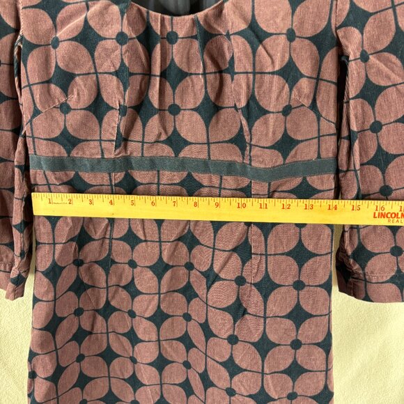 Boden Dress Women's Size 6 Purple and Navy Midi Corduroy Geometric Retro - Picture 5 of 8